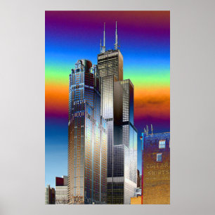 Póster Dibujo digital de la torre Willis/Sears de Chicago