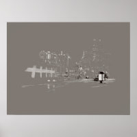 Dibujo digital del paisaje urbano del centro de Da