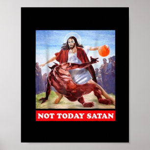 Póster Dibujo Divertido Antiguo Jesús Vs Satanás - No Hoy