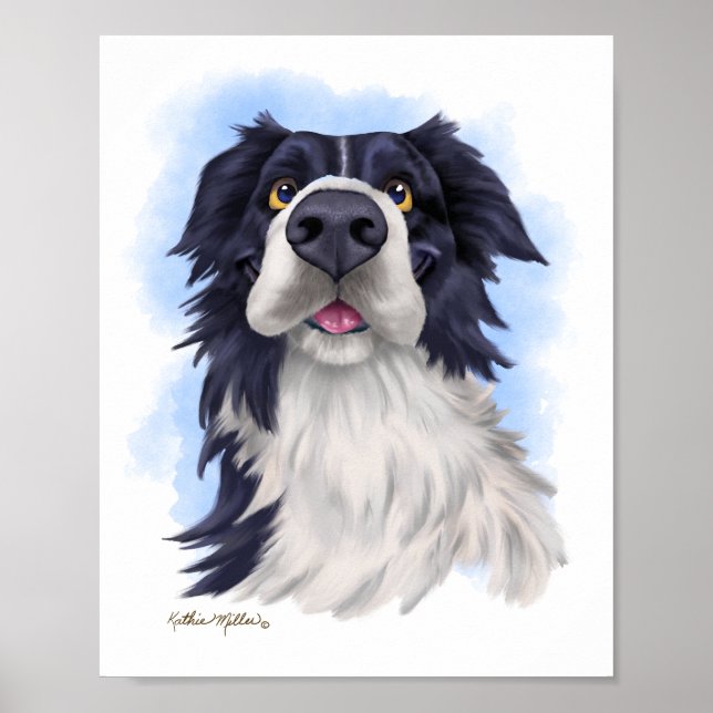 Póster Dibujo divertido de Border Collie  (Frente)