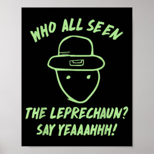 Póster Dibujo divertido de duende aficionado meme irlandé