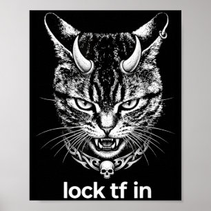 Póster Dibujo divertido de gato con cerradura tf motivaci
