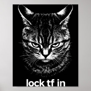 Póster Dibujo divertido de gato con cerradura TF Motivaci