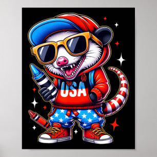 Póster Dibujo Divertido De Opossum De Regreso A La Escuel