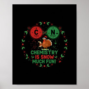 Póster Dibujo divertido de química de Navidad pavo cienci