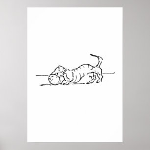 Póster Dibujo Divertido de un Perro Salchicha