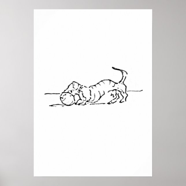 Póster Dibujo Divertido de un Perro Salchicha (Frente)