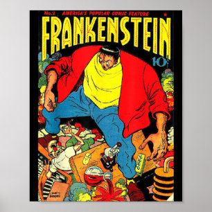 Póster Dibujo divertido vintage de Halloween de terror re