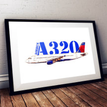 Dibujo en acuarela del avión Airbus A320