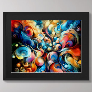 Póster Dibujo en Pastel Abstracto Burbujeante Orgánico Co