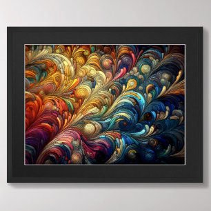 Póster Dibujo en Pastel Abstracto Orgánico Burbujeante Co