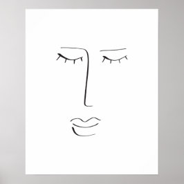 Póster Dibujo Face Line Art Femenino