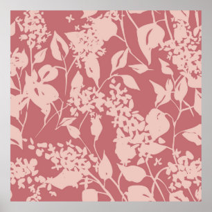 Póster Dibujo floral sencillo. Silhouettes de lila florec