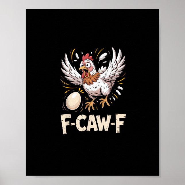 Póster Dibujo Gracioso de Gallina F Caw F con Estilo Crea (Frente)