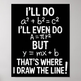 Póster Dibujo la línea divertida profesor de matemáticas