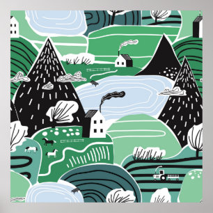 Póster Dibujo manual de ilustraciones gráficas abstractas