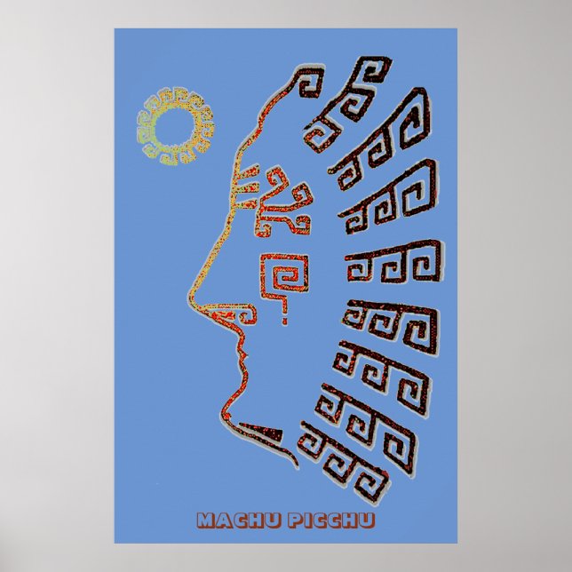 Póster Dibujo moderno de Machu Picchu (Frente)