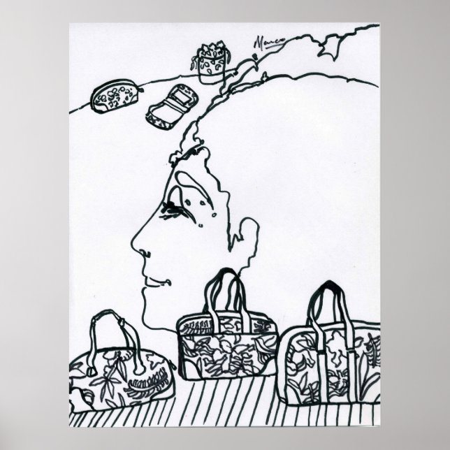 Póster Dibujo original con signo de estilo Peter Max (Frente)