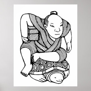 Póster Dibujo original de Netsuke