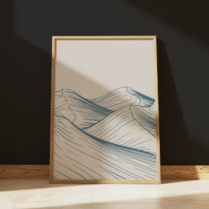 Póster Dibujo paisajístico de la línea del desierto minim