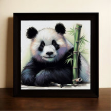 Dibujo Pastel de Bambú de oso Panda