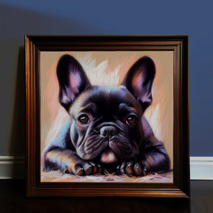Póster Dibujo pastel de un Bulldog francés III