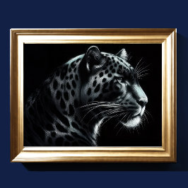 Póster Dibujo Pastel duro Leopardo de nieve III