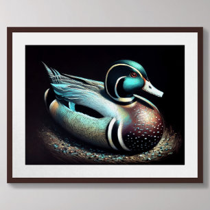 Póster Dibujo Pastel Señuelo de Pato Cerceta