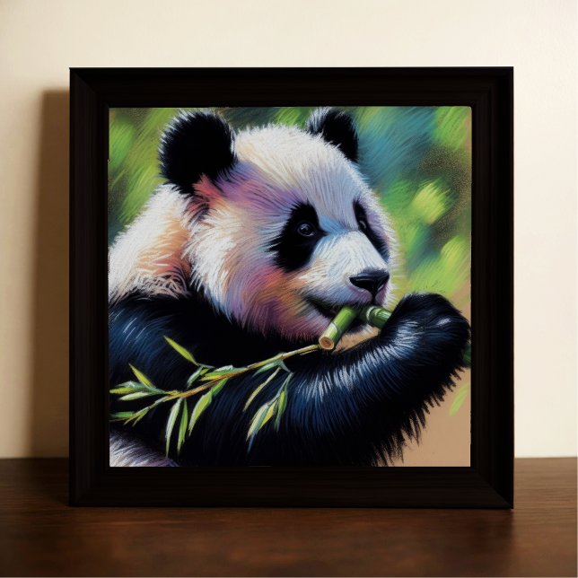 Póster Dibujo pastoral de oso panda comiendo bambú (Subido por el creador)