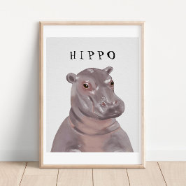 Póster Dibujo personalizable de hipopótamo lindo para car