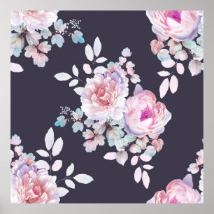 Póster Dibujo por ordenador de bellas flores ilustrativas