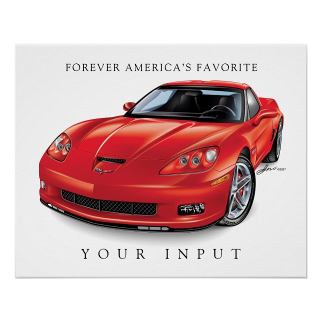 PÓSTER DIBUJO ROJO ELEGANTE Z06 (Anverso)