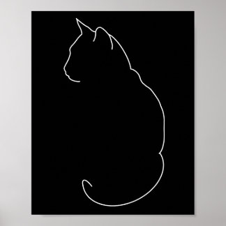 Póster Dibujo simple de línea de gato