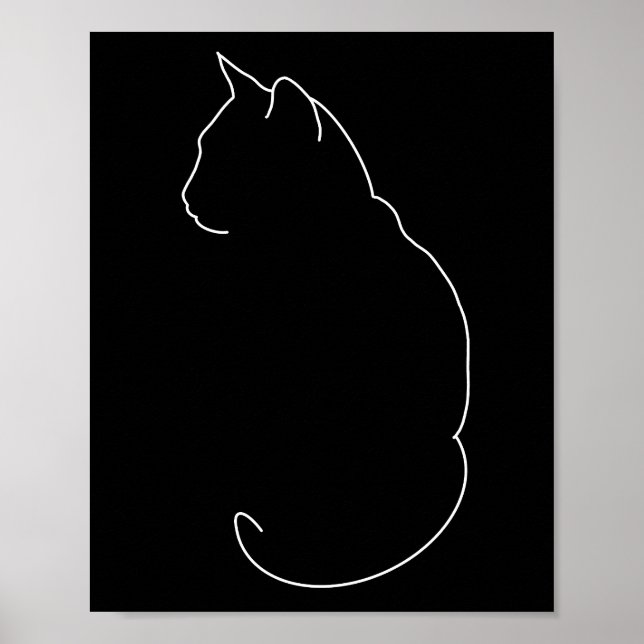 Póster Dibujo simple de línea de gato (Frente)