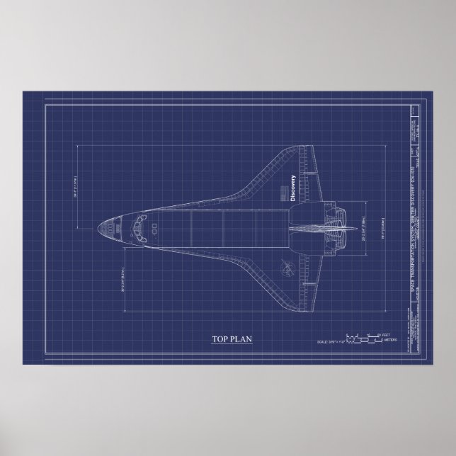 Póster Dibujo técnico de detección del transbordador espa (Frente)
