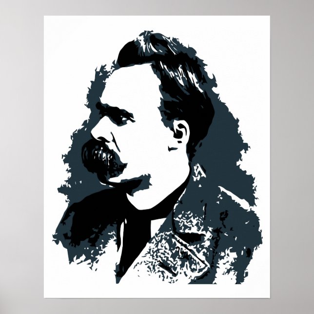 Póster Dibujo vectorial de Friedrich Nietzsche (Frente)