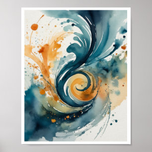 Póster dibujos de acuarela salpicaduras abstractas