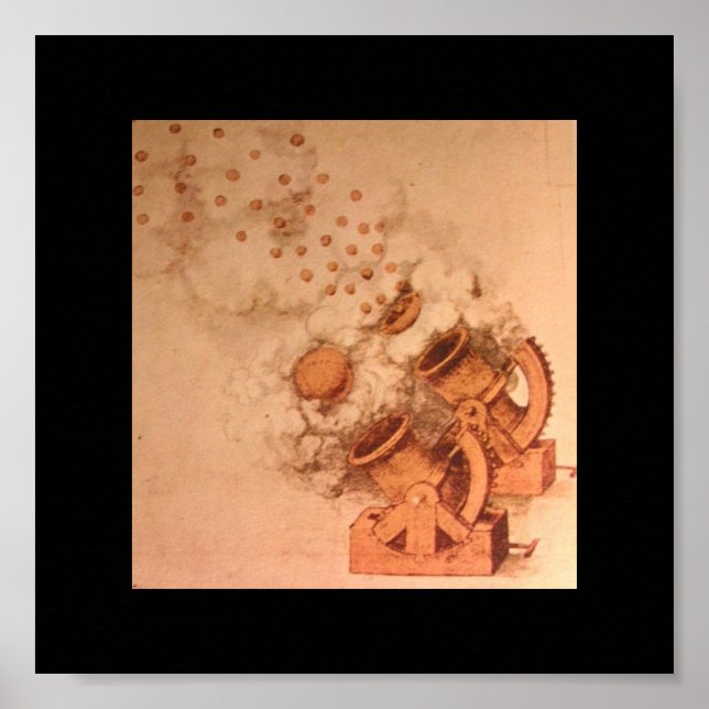 Póster Dibujos de cañones de Leonardo Da Vinci (Frente)