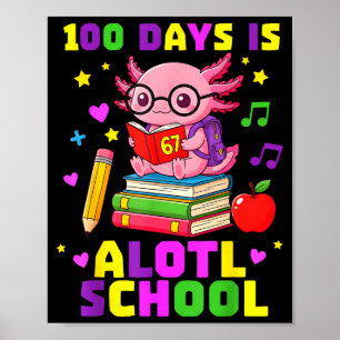Póster Dibujos divertidos de ajolote para el día 100 de e