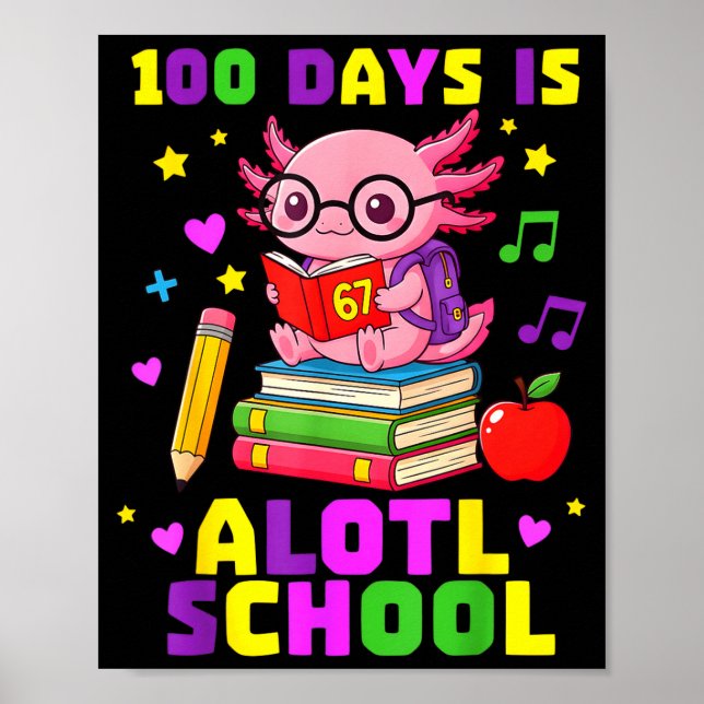 Póster Dibujos divertidos de ajolote para el día 100 de e (Frente)