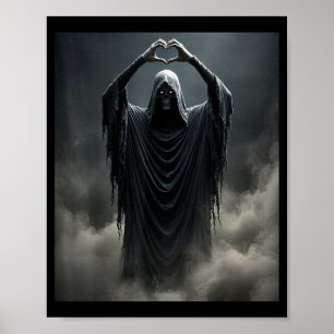 Póster Dibujos divertidos de fantasmas con corazones y ca