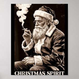 Póster Dibujos divertidos de Navidad Santa Claus fumando
