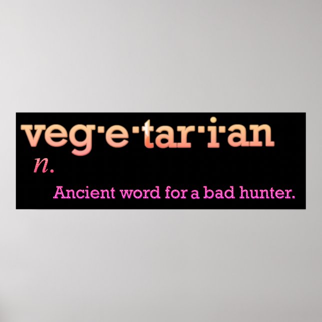 Póster Diccionario divertido sobre definición vegetariana (Frente)