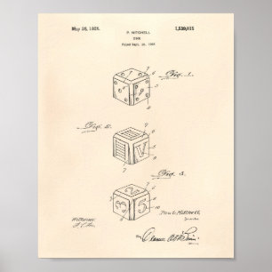 Póster Dice 1925 Patent Art Old Peper