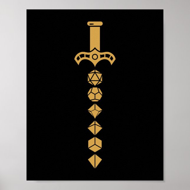 Póster Dice la espada del Paladin Tabletop RPG (Frente)