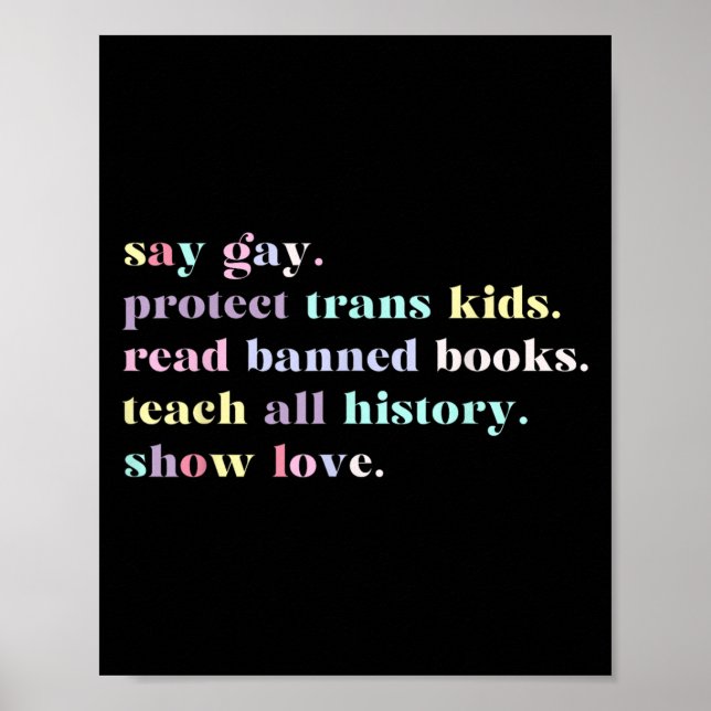 Póster Dicen Gay Protect Trans Kids Leer libros prohibido (Frente)