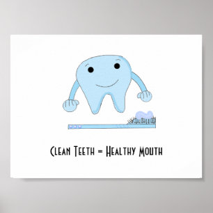 Póster Dicho dental con diente y cepillo de dientes