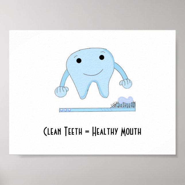 Póster Dicho dental con diente y cepillo de dientes (Frente)