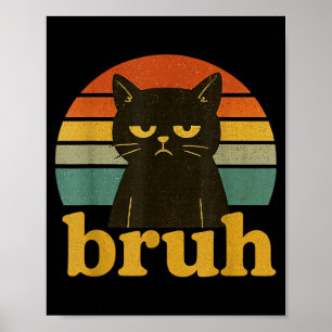 Póster Dicho divertido de meme Bruh gato retro