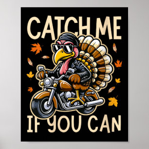 Póster Dicho Divertido De Mujeres Pavo Montando Una Motoc